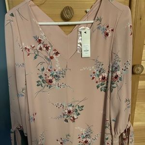 Beautiful never worn Dark pink with flowers long sleeved chiffon.